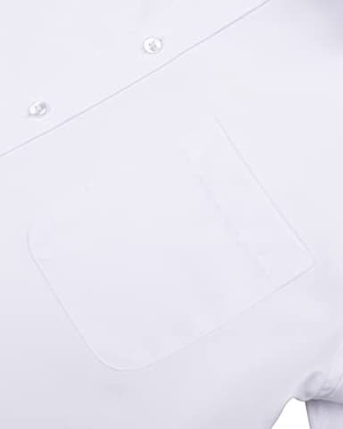 Alimens & Gentle Mens Short Sleeve Dress Shirts Wrinkle Free Solid Casual Button Down Shirts with Pocket, White, Medium - Image 4
