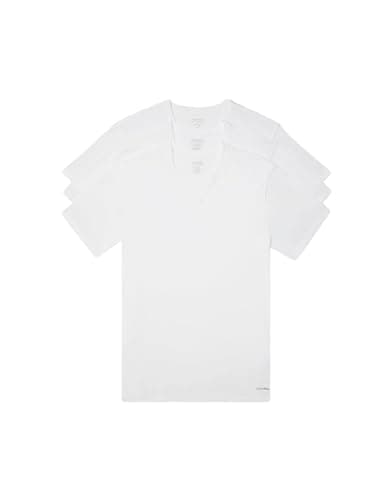 Calvin Klein Men's Cotton Classics 3-Pack Undershirts, 3 White - Vneck, S - Image 1