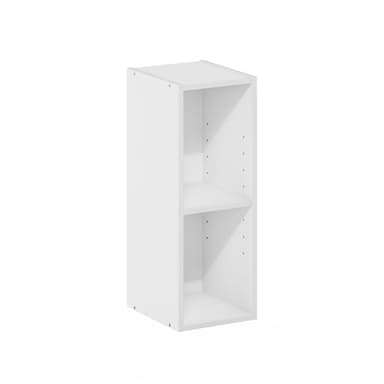 Furinno Fulda Book Shelf, 2-Tier Modern Narrow Bookshelf, 8-in Width Bookcase, 9.3" x 7.9" x 21.2", for Living Room, Bedroom, Home Office, White - Image 5