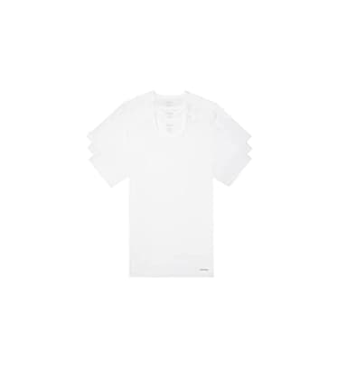 Calvin Klein Mens 100% Cotton T-Shirt Packs 5 White - Short Sleeve Crewneck L - Image 1