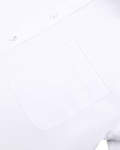 Alimens & Gentle Men's Dress Shirts Long Sleeve Wrinkle-Free Stretch Shirts Solid Formal Button Down Shirt with Pocket White - Image 5