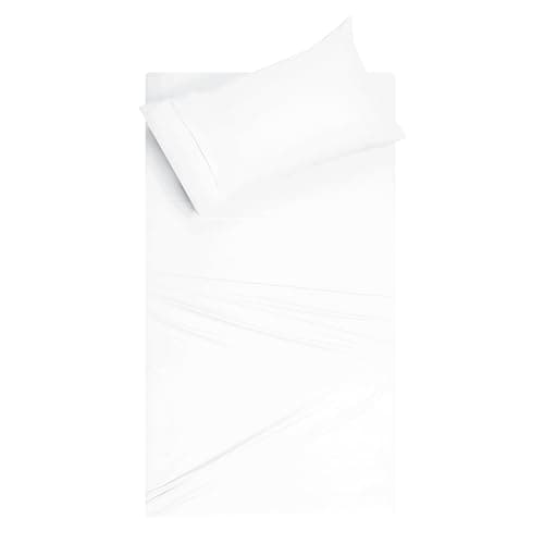 Belizzi Home Twin Sheet Set - 3 Piece Set (1 Fitted Sheet, 1 Flat Sheet, 1 Pillowcase) - 55% Cotton, 45% Polyester - White - Modern, Unisex, Winter - Image 1
