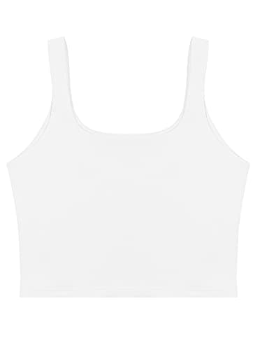 REORIA Women's Summer Sexy Basic Sleeveless Square Neck Fitted Seamless Yoga Cropped Tank Cute Crop Tops White X-Large - Image 5