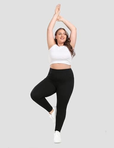 IUGA Plus Size Jeans Jeggings for Women Tummy Control Stretchy Jeans High Waisted Pull on Plus Size Leggings Pants Clothes(Black, 1X) - Image 5