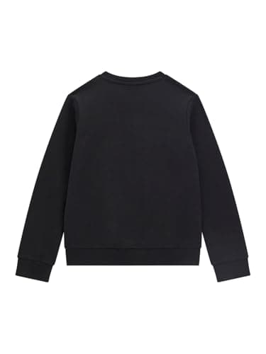 GUESS Boys' Crewneck Sweatshirt with Flocked Triangle Logo, Jet Black - Image 2