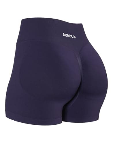 AUROLA Influence Collection Workout Shorts for Women,No Roll Up New Scrunch Seamless Gym Short-3.5" Inseam, Ultra Violet, M - Image 1