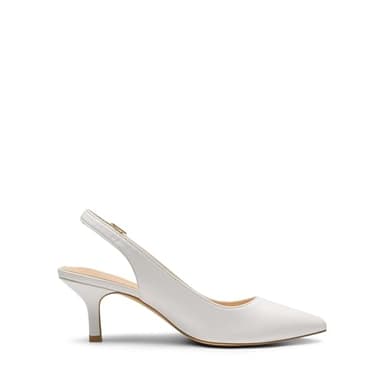 DREAM PAIRS Women's Kitten Heel Slingback Pointed Closed Toe Low Stiletto Heels Dress Bridal Elegant Wedding Pumps Shoes,Size 9.5,White-Pu,SDPU2444W - Image 2