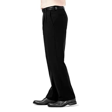 Haggar mens Cool 18 Pro Classic Fit Pleat Front Hidden Expandable Waist With Big & Tall Sizes Casual Pants, Black, 38W x 29L US - Image 2