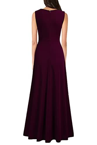 MUSHARE Women's V Neck Sleeveless Split Formal Dress Cocktail Party Prom Long Dresses Burgundy - Image 2