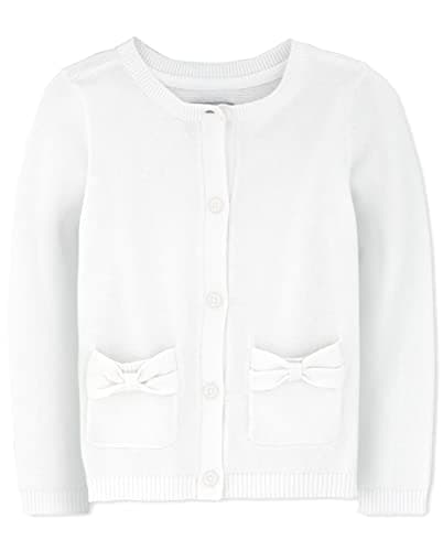 The Children's Place baby girls And Toddler Bow Pocket Cardigan Sweater, White, 4T US - Image 1