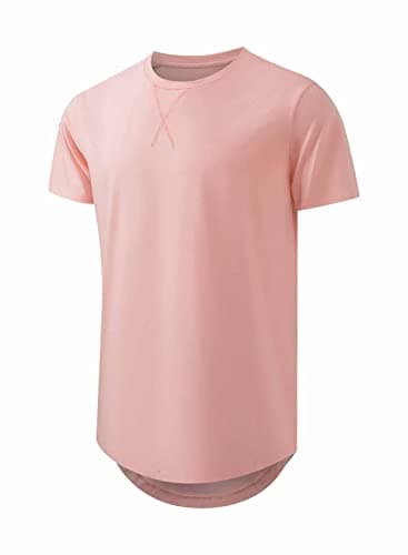 JMIERR Men's 3 Pack Cotton Hipster Hip Hop Longline Crewneck T-Shirt, Short Sleeve Gym Workout Athletic T Shirts for Men Pack,XL, Black/White/Pink - Image 3