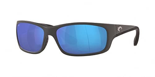 Costa Del Mar Mens Jose Rectangular Sunglasses, Matte Grey/Blue Mirrored Polarized-580G, 62 mm