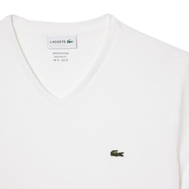 Lacoste Men's Short Sleeve V-Neck Pima Cotton Jersey T-Shirt, White, X-Large - Image 6