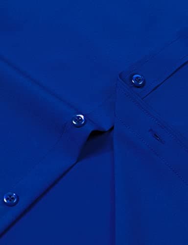 ZEROYAA Men's Regular Fit Dress Shirt Solid Wrinkle-Free Long Sleeve Casual Business Button Up Shirts with Pocket ZSSCL05-Royal Blue XX-Large - Image 6
