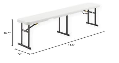 Living and More 6 Foot Fold-in-Half Bench with Carrying Handle, Easy Folding and Transport, Indoor/Outdoor Use, Sturdy Steel Frame, 72"D x 11.5"W x 16.3"H, White - Image 10