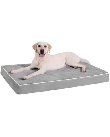 KSIIA Orthopedic Dog Bed Extra Large Dog Bed with Removable Machine Washable Cover Waterproof Crate Pad with Egg Crate Foam and Non-Slip Bottom, 47x29 Inch, Light Gray - Image 1