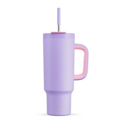 ENCOOL 40 oz Tumbler with Handle and Straw, 100% Leakproof Insulated Tumbler with Lid and Straw, Stainless Steel Travel Mug, Keeps Cold for 34 Hours, Car Cup Holder Friendly (Lavender) - Image 1