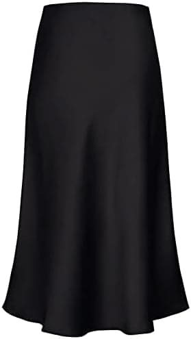 Modegal Women's Satin High Waist Hidden Elasticized Waistband Flared Casual A Line Midi Skirt - Image 4
