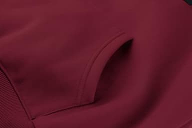 Lauweion Women Solid Basic Fleece Letter Loose Hoodie Sweatshirt Long Sleeve Kangaroo Pocket Drop Shoulder Pullovers Top Burgundy - Image 7