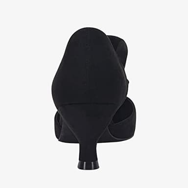 Coutgo Womens Low Kitten Heel Dress Shoes Pointed Toe Slip on Ankle Strap Cutout Elegant Party Wedding Pumps, Black, Size 7 - Image 5