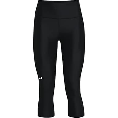 Under Armour Womens HeatGear Armour High Waisted Pocketed No-Slip Capri , Black (001)/White , Small - Image 5