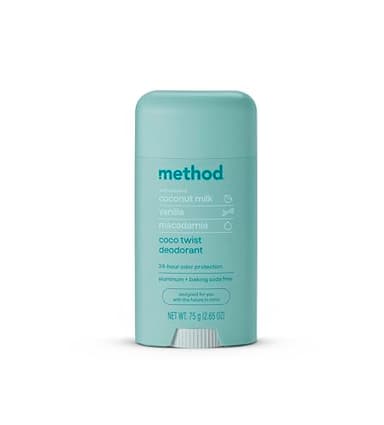Method Deodorant, Coco Twist, Coconut Milk, Avocado + Macadamia Oil notes, 24 Hour Odor Protection, 2.65 oz - Image 1