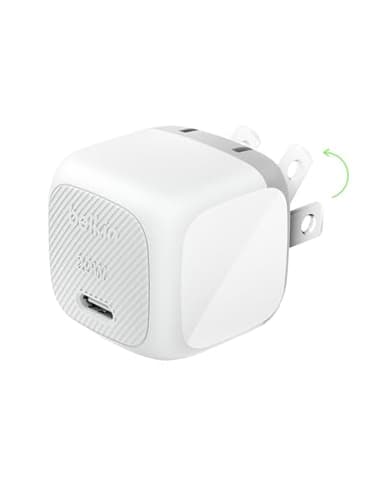 Belkin USB C Charger Block 20W, Fast Charging Block, Type C Wall Charger, Compatible w/Apple iPhone 17, Air, Pro, AirPods, Apple Watch, Samsung Galaxy S25, Google Pixel 10, iPad, AirPods, etc - White - Image 1