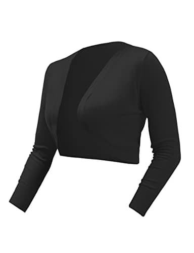 U.Vomade Women's Long Sleeve Cropped Cardigan Sweaters Jackets Open Front Shrugs for Dresses Black M - Image 7