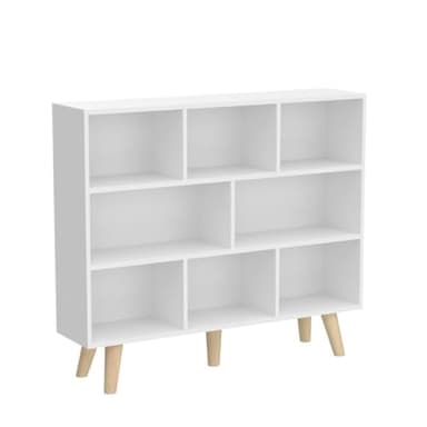 IOTXY Wooden Open Shelf Bookcase - 3-Tier Floor Standing Display Cabinet Rack with Legs, 8 Cubes Bookshelf, Warm White - Image 5
