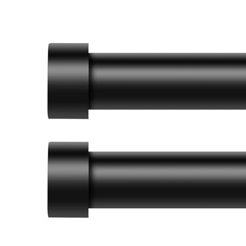 VOIIY 2 Pack Black Curtain Rods for Windows 66 to 120 Inch(5.5-10 Feet),1" Diameter Drapery Rods with Modern Style End Cap Finials,Size:36-120 Inch - Image 1