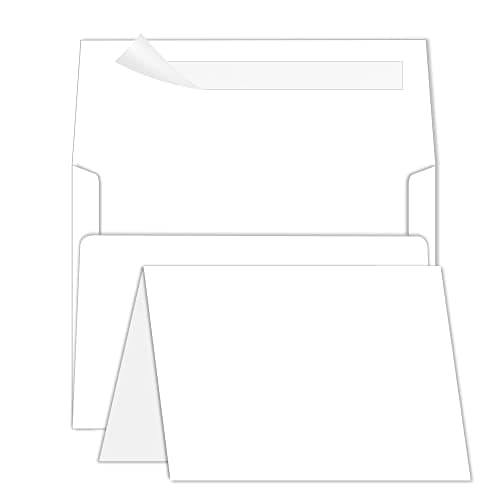 Goefun Blank Note Cards and Envelopes 5 x 7 Folded Cardstock and A7 Envelopes Self Seal 100 Pack for Invitations, Wedding, DIY Greeting Cards, Birthday - Image 1