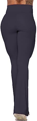 Sunzel Flare Leggings, Crossover Yoga Pants with Tummy Control, High-Waisted and Wide Leg, 30" Inseam, Graphite Large - Image 3
