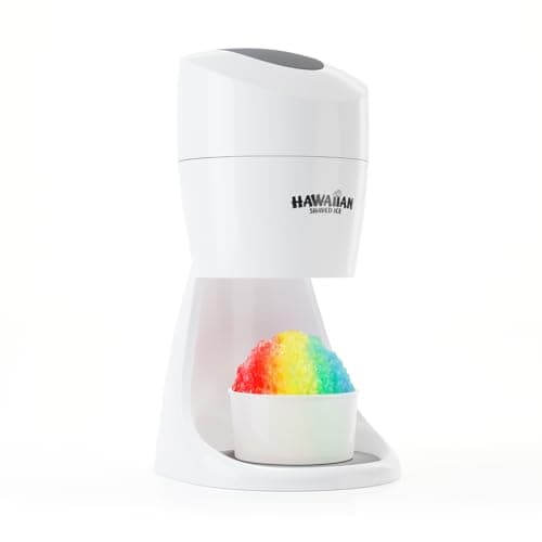 Hawaiian Shaved Ice S900A Snow Cone and Shaved Ice Machine with 2 Reusable Plastic Ice Mold Cups, Non-slip Mat, Instruction Manual, 1-year Manufacturer’s Warranty, 120V, White - Image 1