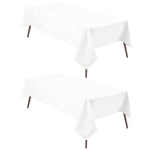 Hiasan 2 Pieces White Square Tablecloth - Waterproof and Spillproof Restaurant Washable Polyester Table Cloth for Dining Room, 30 x 30 Inch - Image 1