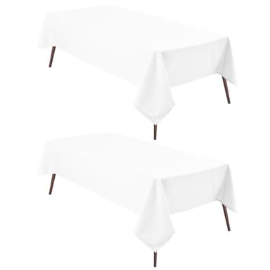 Hiasan 2 Pieces White Square Tablecloth - Waterproof and Spillproof Restaurant Washable Polyester Table Cloth for Dining Room, 30 x 30 Inch - Image 1