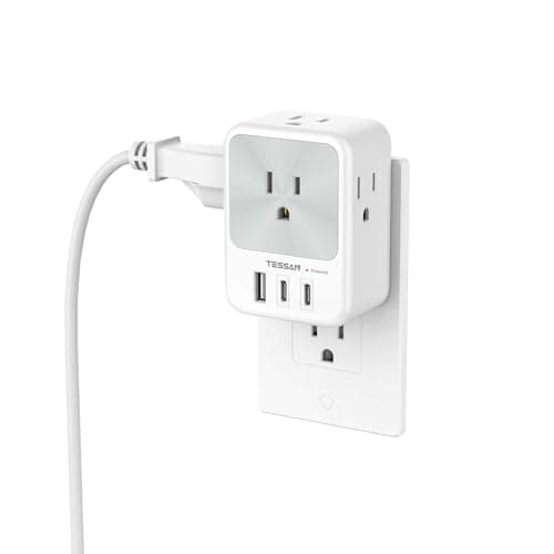 Multi Plug Wall Outlet Splitter, TESSAN Surge Protector 4 Outlet Extender with 3 USB Charger Blocks(2 USB C), 3-Sided Multiple Plug Expander for Home Office Dorm Room School Essentials - Image 1