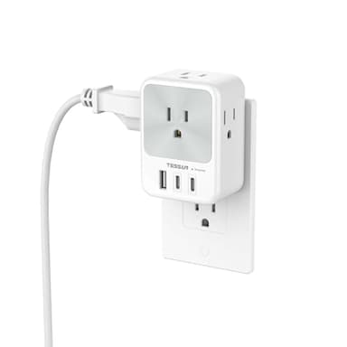 Multi Plug Wall Outlet Splitter, TESSAN Surge Protector 4 Outlet Extender with 3 USB Charger Blocks(2 USB C), 3-Sided Multiple Plug Expander for Home Office Dorm Room School Essentials - Image 1