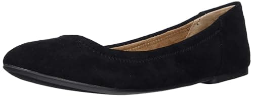 Amazon Essentials Women's Belice Slip On Ballet Flat, Black Microsuede, 9 - Image 1
