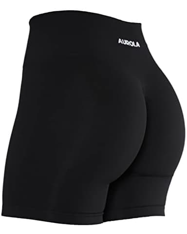 AUROLA Intensify Workout Shorts for Women Seamless Scrunch Short Gym Yoga Running Sport Active Exercise Fitness Shorts(L,Black) - Image 1