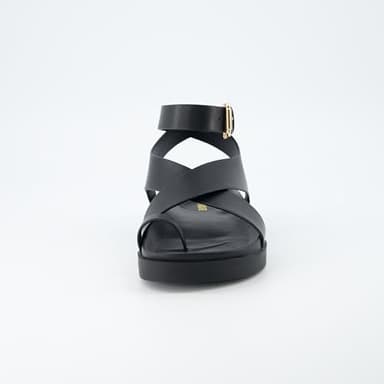 CUSHIONAIRE Entry Womens Ankle Wrap Molded Footbed Sandal with Adjustable Strap | Non-Slip Outsole | Womens Platform Sandals | Comfortable Summer Shoes | Wide Widths Available, BLACK 6.5W - Image 3