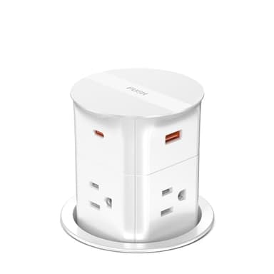 Pop up Outlet for Countertop with PD 20W USB C Fast Charging,3.15" Desk Grommet Power Station,4 Outlets,4 USB,Kitchen Island Pop Up Electrical Outlet, Office Power Supply - Image 1