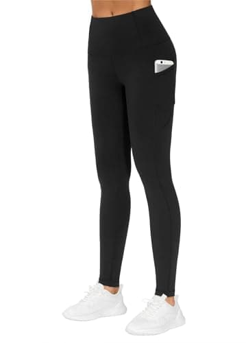 THE GYM PEOPLE Thick High Waist Yoga Pants with Pockets, Tummy Control Workout Running Yoga Leggings for Women (XX-Large, Black) - Image 2