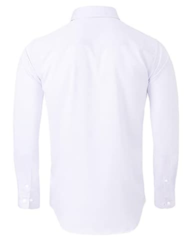 Alimens & Gentle Men's Dress Shirts Long Sleeve Wrinkle-Free Stretch Shirts Solid Formal Button Down Shirt with Pocket White - Image 2