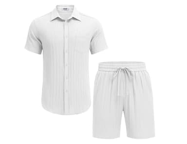 COOFANDY Men's Summer Short Sets Vacation Outfit Casual Button Down Shirt Beach Wedding Attire - Image 6