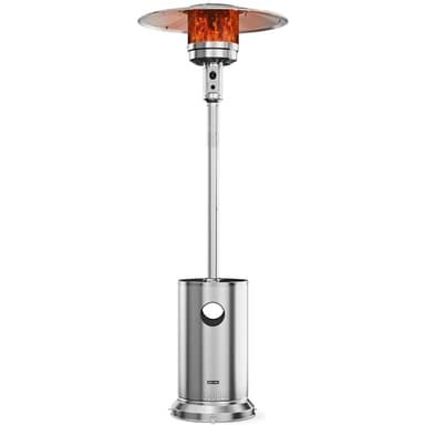 EAST OAK 48,000 BTU Patio Heater for Outdoor Use With Round Table Design, Double-Layer Stainless Steel Burner and Wheels, Outdoor Patio Heater for Home and Commercial, Stainless Steel - Image 1