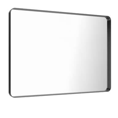 LOAAO 48X32 Inch Black Metal Framed Bathroom Mirror for Wall, Matte Black Bathroom Vanity Mirror Farmhouse, Large Rounded Rectangle Mirror, Anti-Rust, Tempered Glass, Hangs Horizontally or Vertically - Image 3