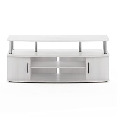 Furinno JAYA Large Entertainment Stand for TV Up to 55 Inch, White Oak/Chrome - Image 6