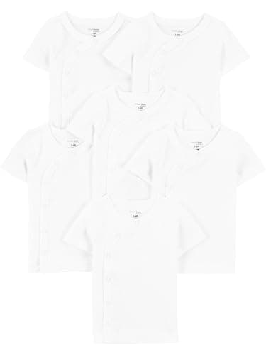 Simple Joys by Carter's Baby 6-Pack Side-Snap Short-Sleeve Shirt, White, 3-6 Months - Image 1