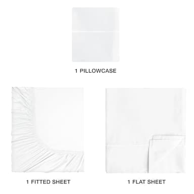 Belizzi Home Twin Sheet Set - 3 Piece Set (1 Fitted Sheet, 1 Flat Sheet, 1 Pillowcase) - 55% Cotton, 45% Polyester - White - Modern, Unisex, Winter - Image 3