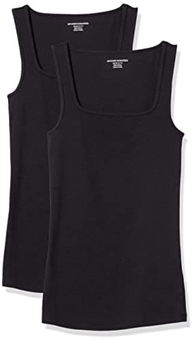 Amazon Essentials Women's Slim Fit Square Neck Tank Top, Pack of 2, Black, XX-Large - Image 1